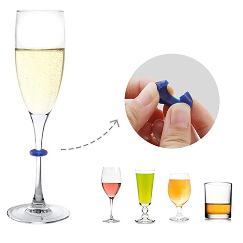 Silicone Wine Glass Markers Beverage Bottle Stemware Labels Reusable Mug Mark _t - Picture 10 of 10