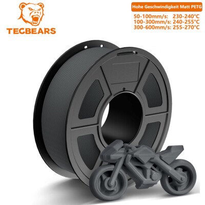 TECBEARS 1,75mm PETG Fast-Print Matt 50-600mm/s 3D-Drucker-Filament 1KG-10KG