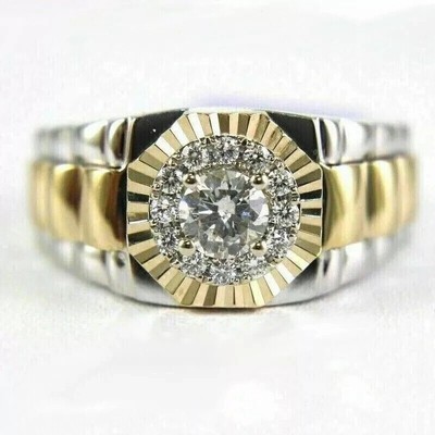 2Ct Round Cut Lab Created Men's Rolex Engagement Ring 14K Two Tone Gold Plated