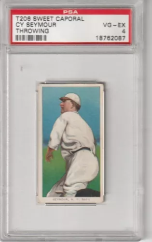 T206 Sweet Caporal Cy Seymour, Throwing, PSA VG-EX 4
