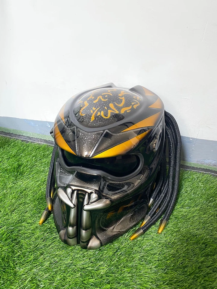 NEW FREE SHIPPING PREDATOR HELMET CUSTOM GOLD FIRE ( DOT & SNELL CERTIFIED ) - Image 3 of 4