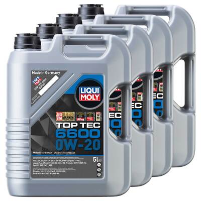 Motoröl Top Tec 6600 0W-20 LIQUI MOLY 4 X 5 Liter für BMW Hyundai KIA Mercedes