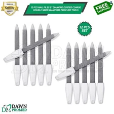 12 Pcs Nail Files 5" Diamond Dusted Coarse Double Sided Manicure Pedicure Tools