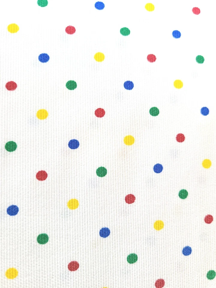 BTY X 60"W Corded 100% Cotton Fabric White With Polka-dots Primary Colors Quilts - Image 3 of 4