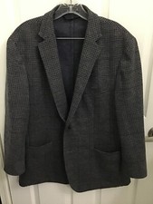Lands End Men's Wool Blend Houndstooth 2 Button Sport Coat Blazer 42S