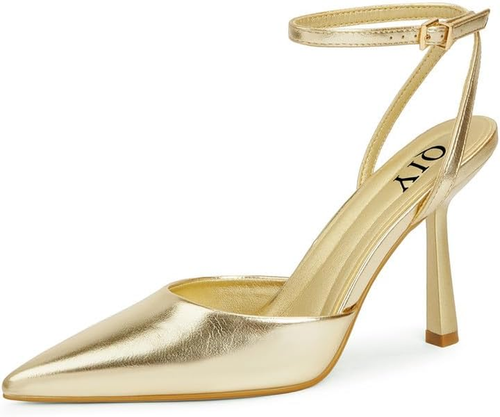Closed Toe Ankle Strap Heels Women Pumps Pointed Toe Heeled Sandals for Women St