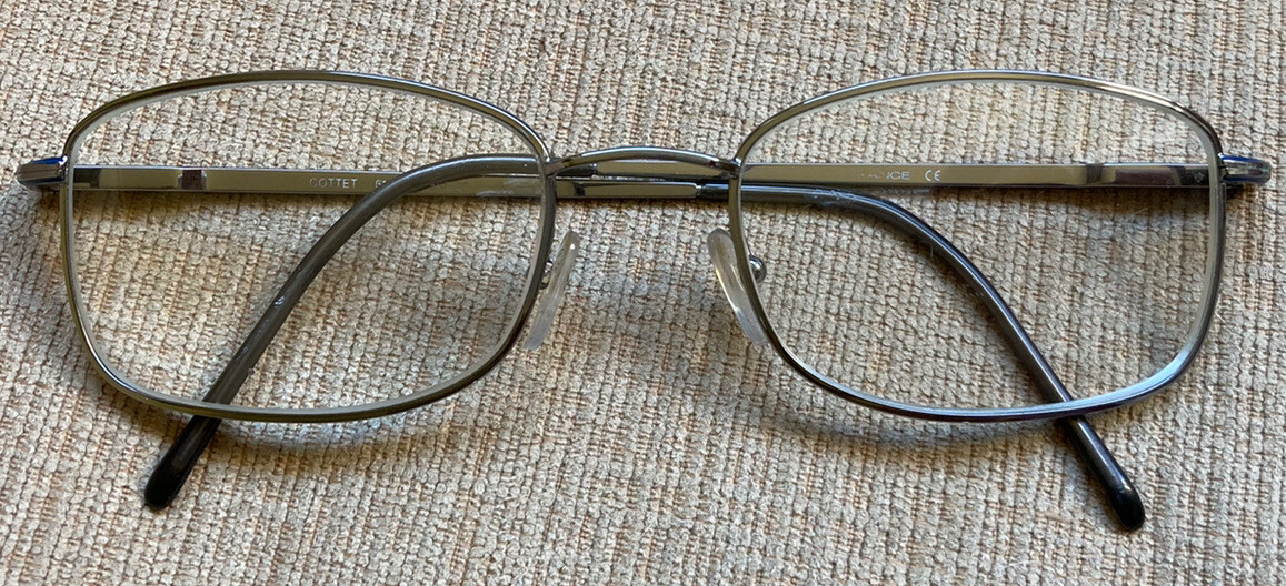 Vintage COTTET Eyeglasses Gunmetal Frame Blue Accents… Gem