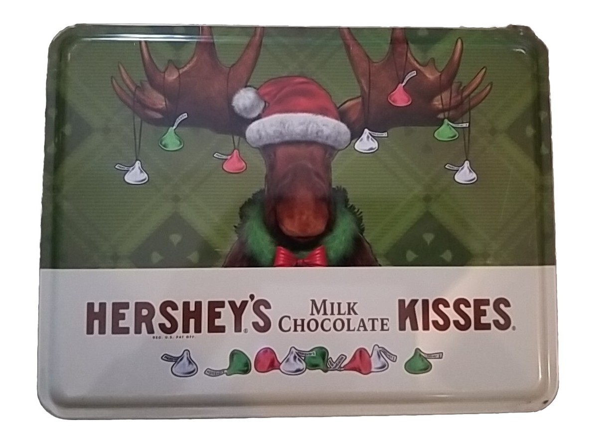Hershey's Milk Chocolate Kisses Collectible Holiday Tin Moose