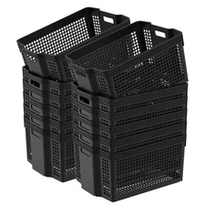 Idotry 6/12 Pcs Plastic Storage Basket Heavy Duty Stackable Milk Crate Organizer