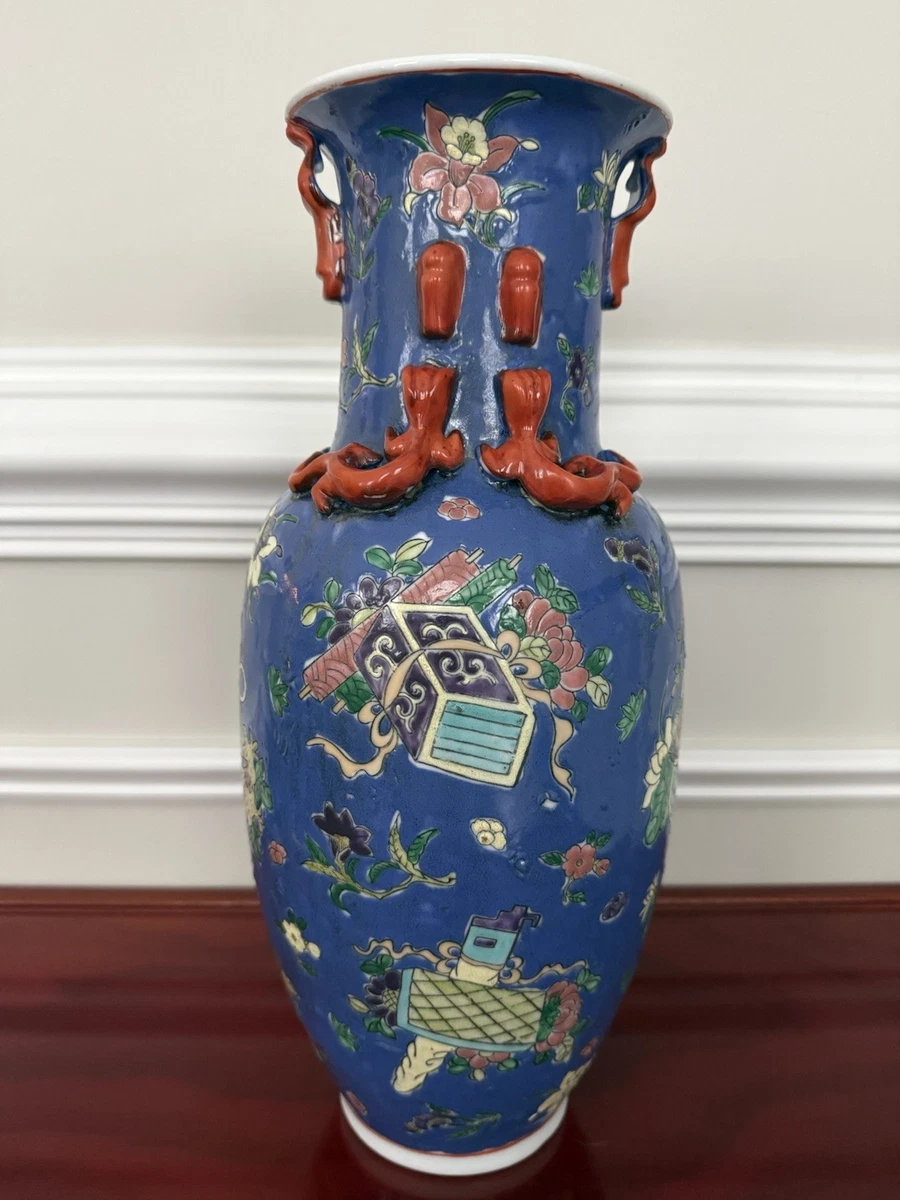 中国　青花　獅子花卉文瓶　壷　V　R6208F 蓝色中国古董花瓶| eBay