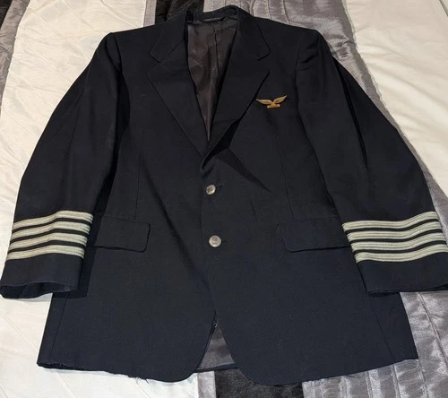 US AIR AIRLINE S PILOT'S VTG ORIGINAL CAPTAINS FULLY LINED CUSTOM JACKET JKT !!! image 14