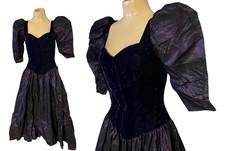 VINTAGE 1980 PURPLE VELVET & TAFFETA PARTY DRESS DANCE ALLURE FROM ALFRED ANGELO