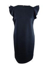 Tommy Hilfiger Women's Plus Size Sheath Flutter Sleeve Dress