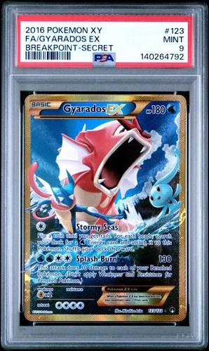 2016 POKEMON XY BREAKPOINT SECRET #123 FULL ART/GYARADOS EX PSA 9