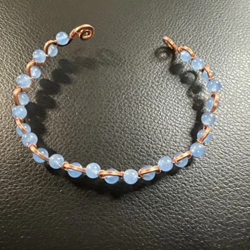 Handcrafted Aquamarine Copper Bracelet