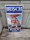 Vintage Busch Beer Tin Metal Bar Sign Busch Light Mountains Embossed Bar Tacker