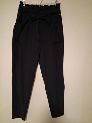 Modern Ambition Bag Waist Pants Womens Casual Career Black Size L Preppy Minimal