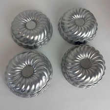 Moldes de gelatina o mini pasteles de aluminio vintage 4 cada uno diseño arremolinado