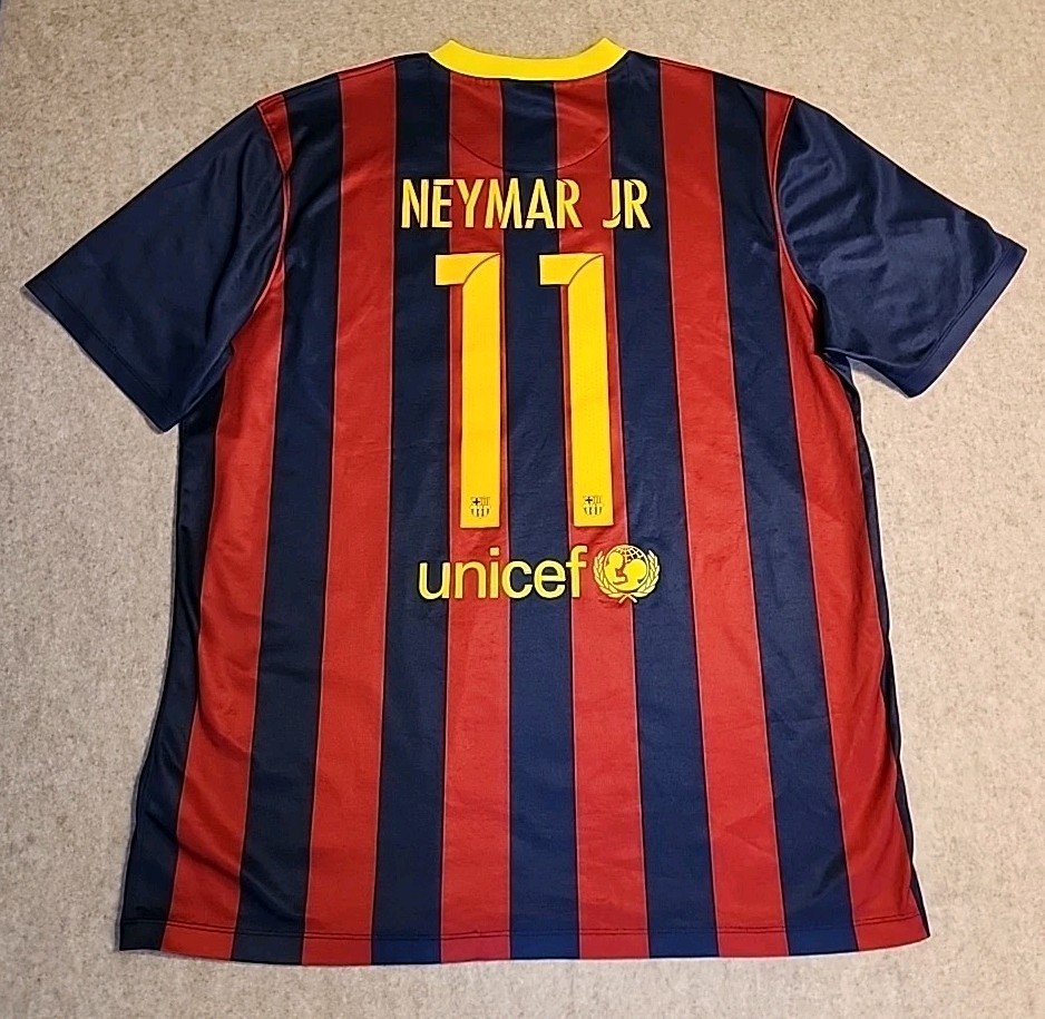 Neymar Jr Nike FC Barcelona 2013 Home #11 Jersey XL Used Qatar Airways Soccer