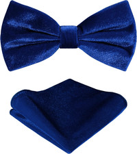 TIE G Men's Glitter Velvet Bow Tie  Pocket Square Set in Gift Box for Wedding,