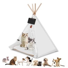Pet Teepee Dog  Puppy Cat Tents House, Portable Cozy Dogs Cave Bed S white