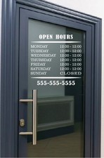 Business Hours Store Hours Vinyl Decal Windows Door Glass Many Colors  Sizes