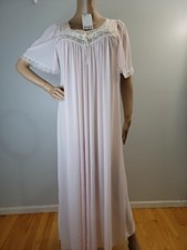 Bali Studio 100 Nylon Pink Nightgown White Lace Detail Size XLarge