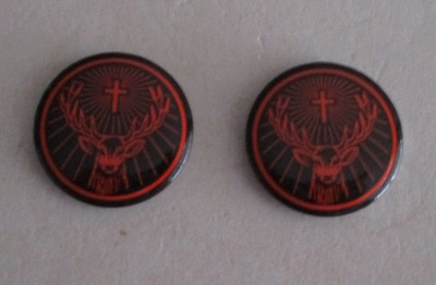 2 Jägermeister Button schwarz mit Hirschkopf Rudi  - NEU