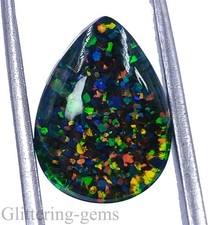 10.00 Carat Natural Black Fire Opal Pear Cabochon IGL Australian Loose Gem 5DDR