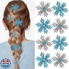 Atoden Sparkly Snowflake Hair Clips Barrettes 8Pcs Christmas Hair