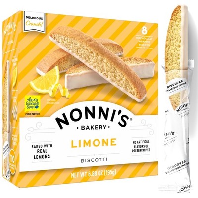 Nonni's Limone Biscotti, Individually 1-Pack (6.88 Ounces), Yellow, White