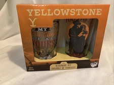 Zak Yellowstone Glassware Set of 2 16 Oz Rip & Beth Clear Glass Western