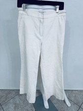 John Galliano Christian Dior White Cotton Wide Leg Pants Made France FR40 31W