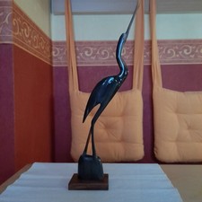 Handgeschnitzter Kranich Reiher, Naturhorn, Vintage 60er. Privat