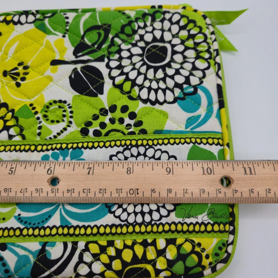 Funda para Tablet VERA BRADLEY Acolchada Floral Verde Azul Negra Acolchada Cremallera Cubierta 10x7 Foto 4 de 4