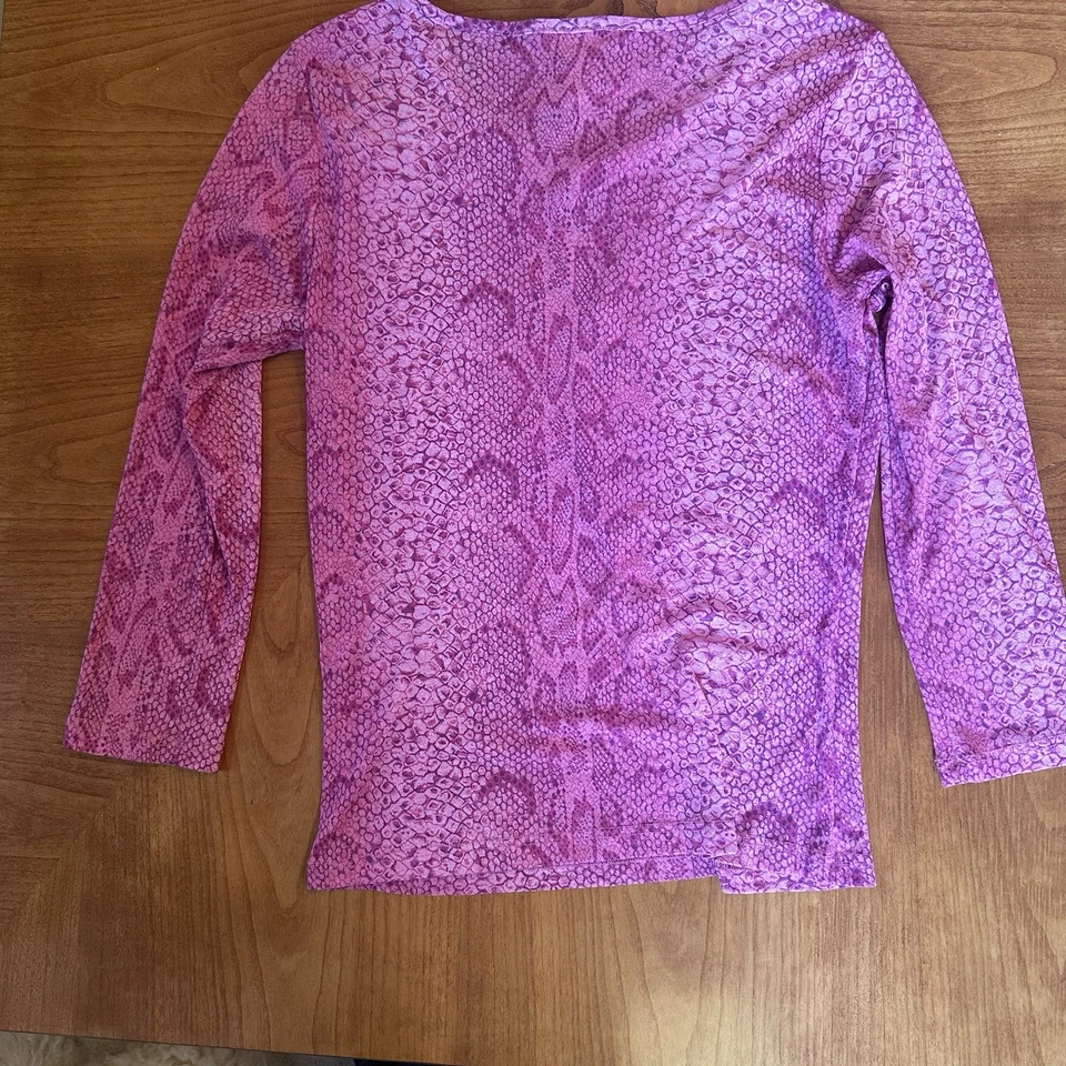 Top vintage años 90 casa de muñecas rosa estampado serpiente manga cuarto Foto 4 de 4