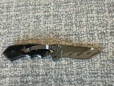 Boker Magnum Heavy Metal  Knife Black  Cross Flame Blade