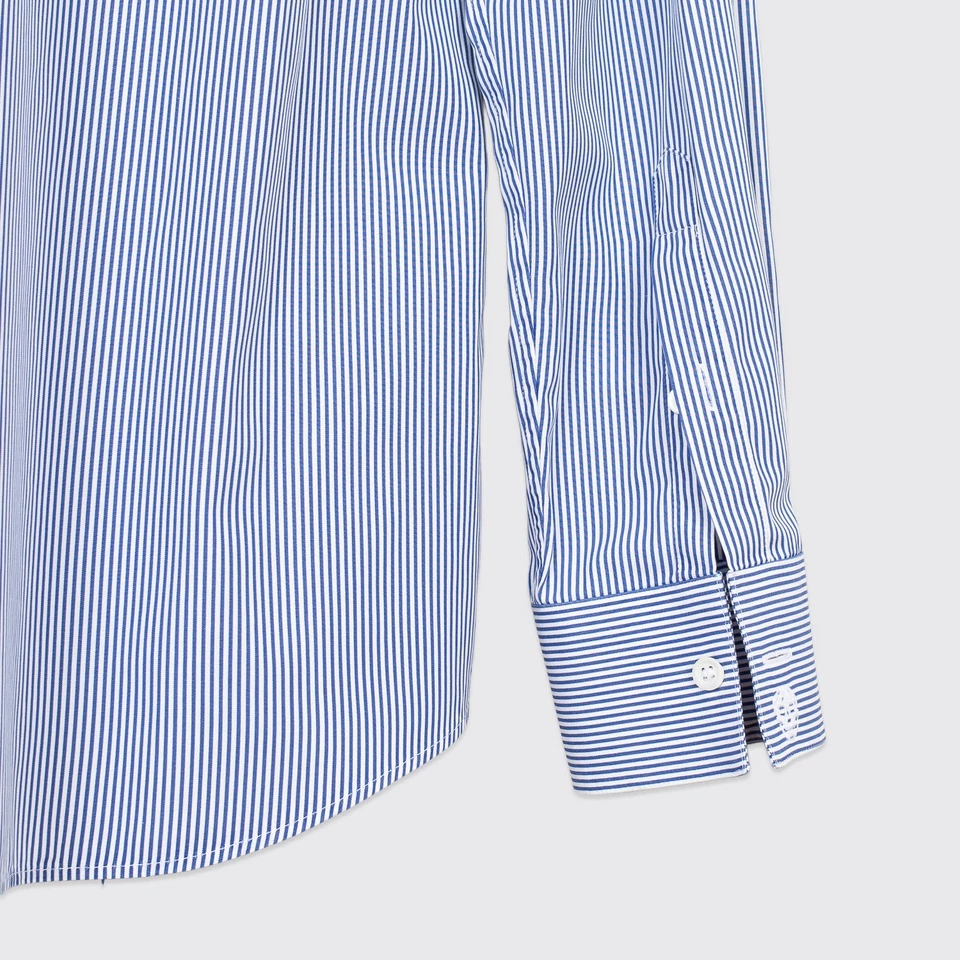 Alexander McQueen Shirt Size EU50 Blue Striped Cotton Button Down with Pocket - Image 4 of 4