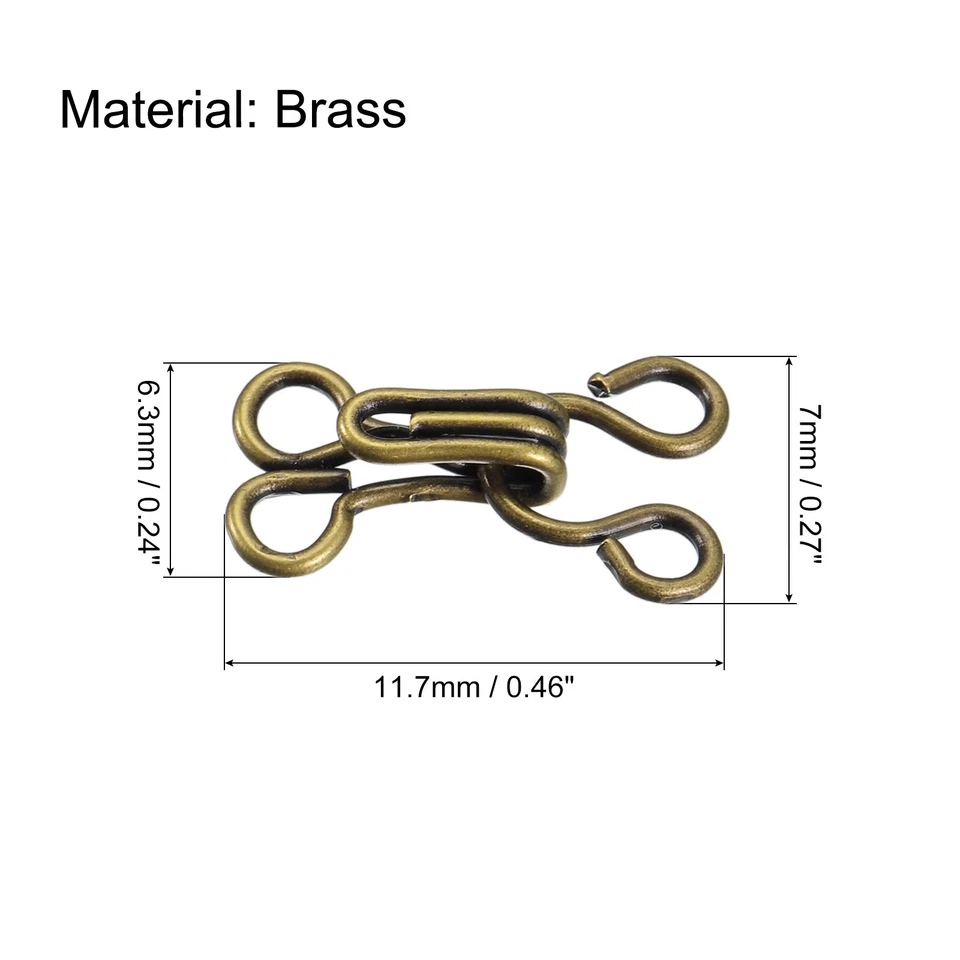 60 un. 11.7mm Ganchos de Costura y Cierre de Ojos para Sujetador Pantalones Falda Vestido, Bronce Foto 2 de 4
