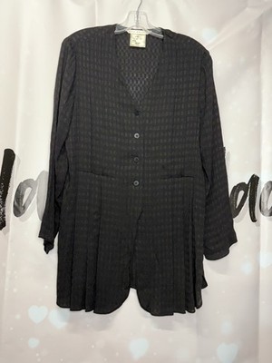80's Vintage RARE Max Studio Collection Sheer Grid Button Front Tunic Lagenlook