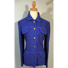 Vintage Castleberry Purple Tweed Knit Jacket 12 Gold Buttons Made In The USA