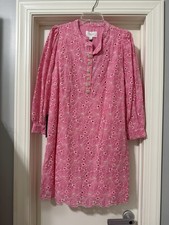 NWT Pomander Place Pink Floral Embroidered V-Neck Button Front Shift Dress XL