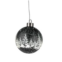 LED HäNgedeko Kugel Frosty Winterwald Schwarz ⌀ 10Cm Aus Glas Mit Timer Formano
