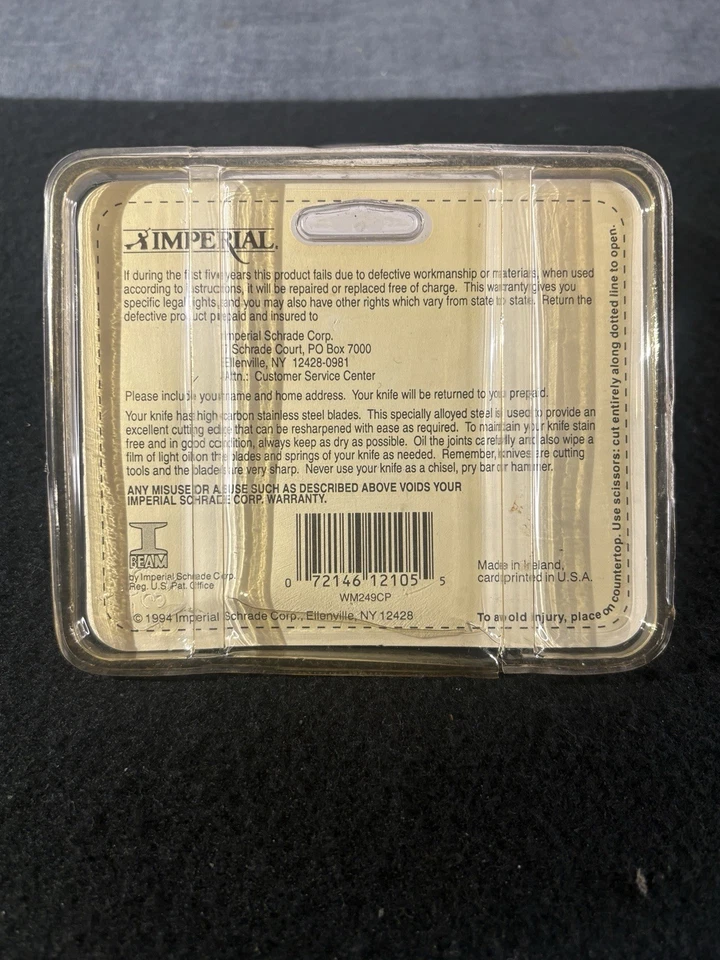 1994 Schrade Imperial Trapper 2 Лезвия Большой Stockman Неиспользованный С Упаковкой Новый из старых запасов - Изображение 3 из 4