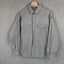 Vintage St John's Bay Gray Long Sleeve Button Up Mens XL Chamois 100 Cotton