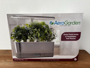 AeroGarden Harvest Elite Slim Indoor Aeroponics Garden, 6-Pod, Silver/Gray