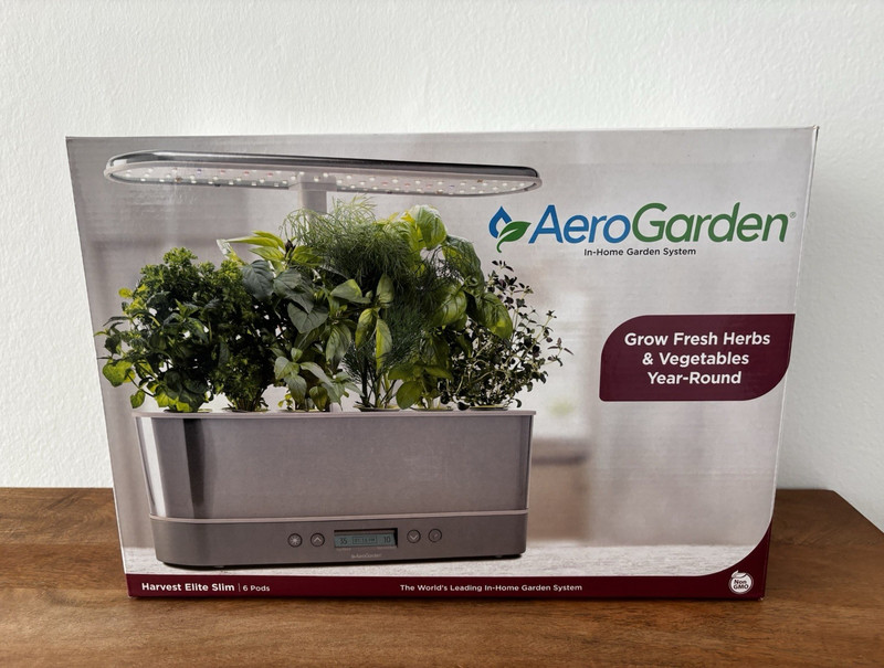 AeroGarden Harvest Elite Slim Indoor Aeroponics Garden, 6-Pod, Silver/Gray