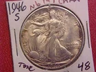 1946 S LIBERTY WALKING HALF DOLLAR - TONE - CH AU - SEE PICS! - (N6743)
