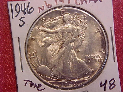 1946 S LIBERTY WALKING HALF DOLLAR - TONE - CH AU - SEE PICS! - (N6743)