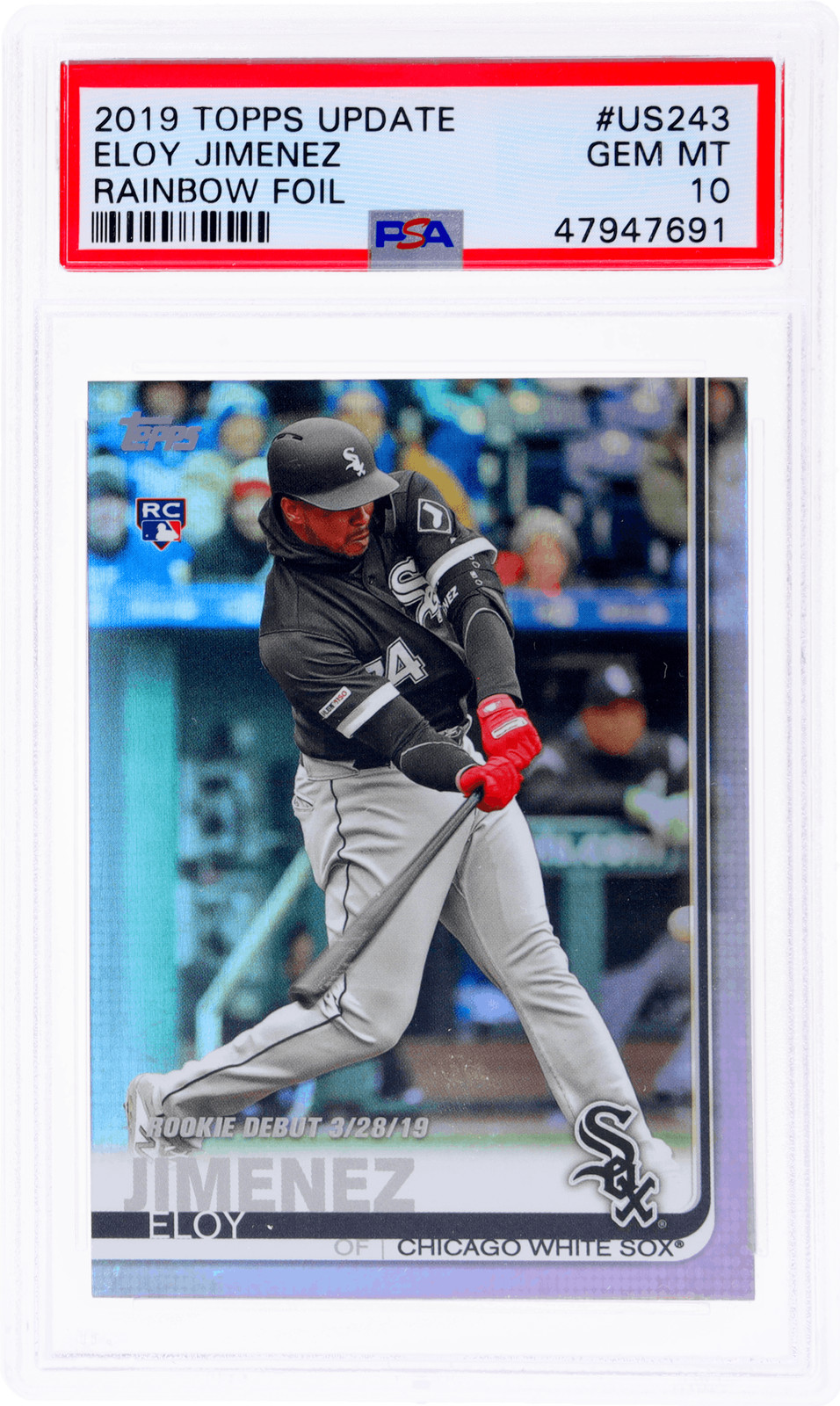2019 Topps Update Eloy Jimenez Rainbow Foil #US243 PSA 10 Rookie RC